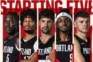 开拓者再战勇士首发:霍勒迪夏普阿夫迪亚格兰特克林根 杨瀚森替补